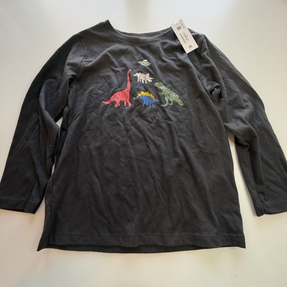 Garanimals Charcoal Long Sleeve Tee with Dinosaur Print